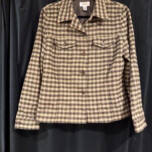 Talbots Brown and Cream Blazer Classic Gingham Check